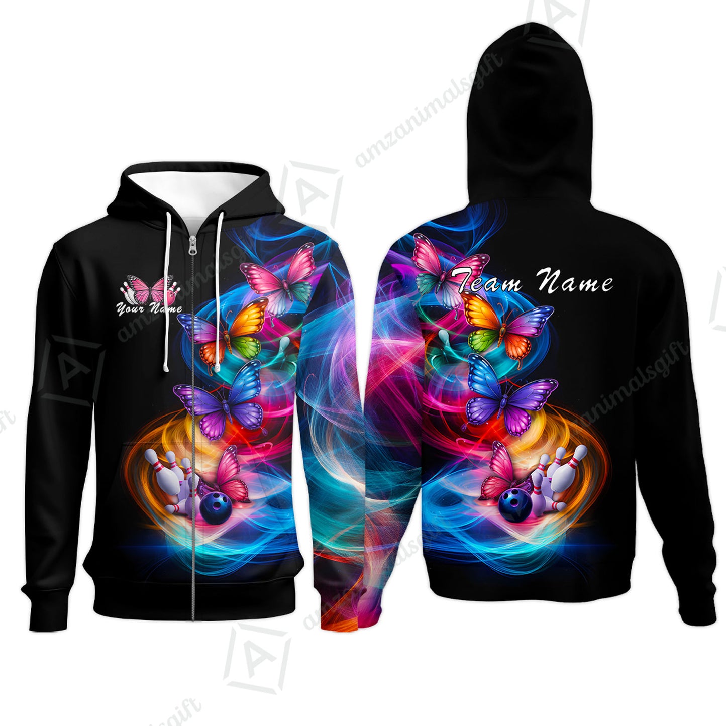 Custom Bowling Jersey Polo Shirt, Artistic Monarch Butterfly Bowling Custom Bowling Jersey Team Shirt For Players With Name & Team Name