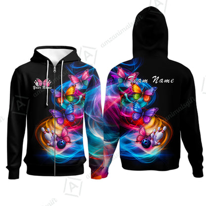 Custom Bowling Jersey Polo Shirt, Artistic Monarch Butterfly Bowling Custom Bowling Jersey Team Shirt For Players With Name & Team Name