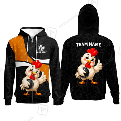 Custom Bowling Jersey Polo Shirt, Happy Chick, Custom Bowling Jersey Team Shirt For Players With Name and Team Name