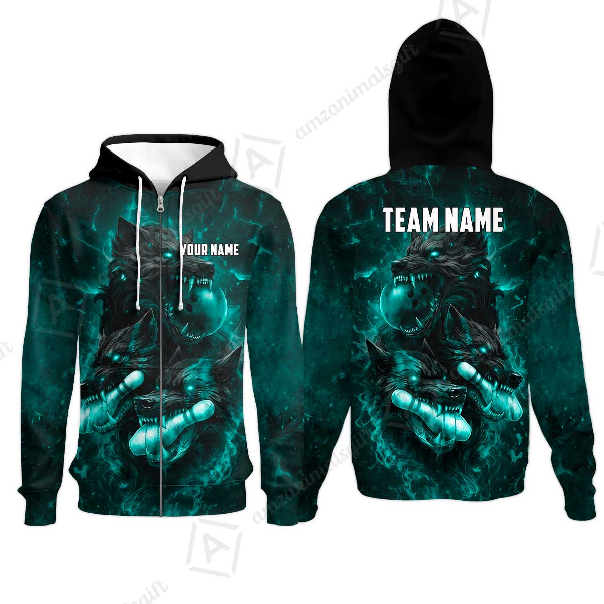 Custom Bowling Jersey Polo Shirt, Dark Fantasy Hellfire Werewolf, Custom Bowling Jersey Team Shirt For Players With Name & Team Name