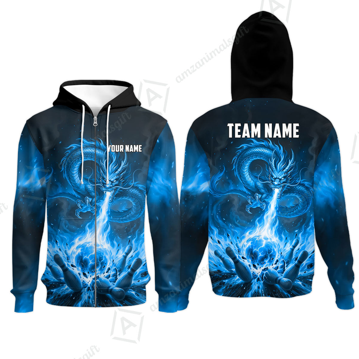 Custom Bowling Jersey Polo Shirt, Asian Dragon's Fire Strike, Custom Bowling Jersey Team Shirt For Players With Name & Team Name