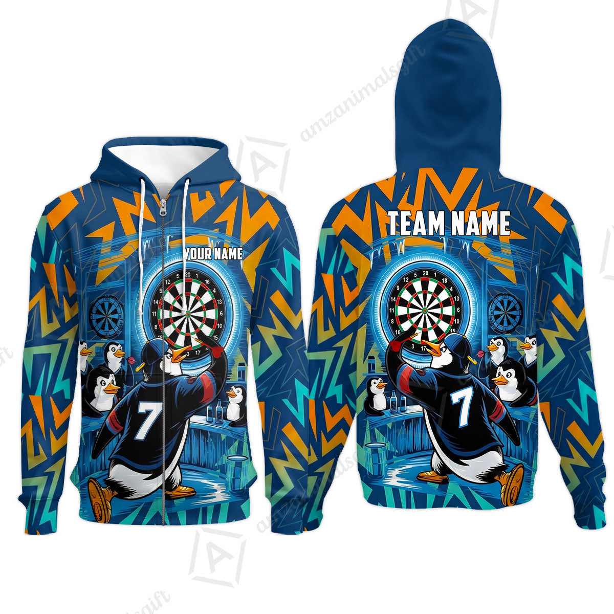 Custom Darts Team Jersey, Personalized Penguins Strike Dart Polo Shirt For Players With Name & Team Name