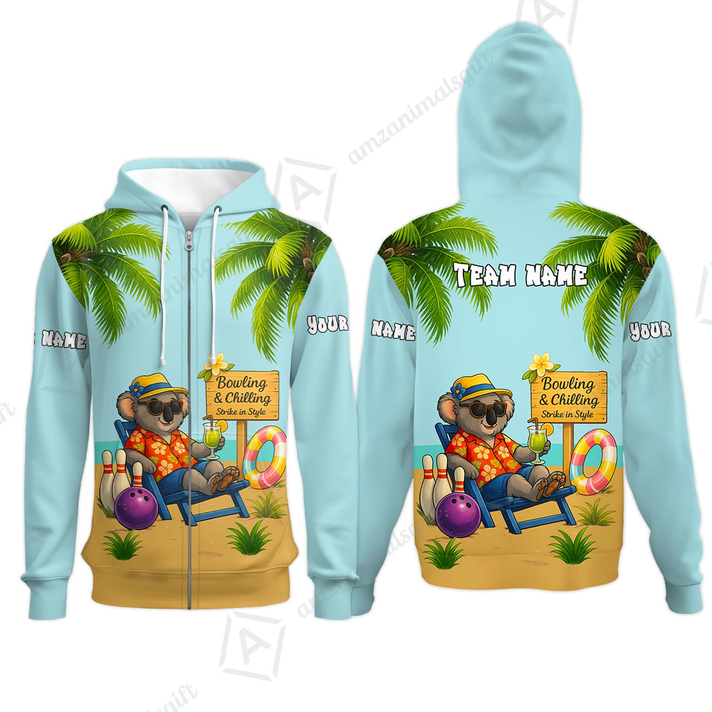Custom Bowling Jersey Polo Shirt, Chilling Koala Bowling Custom Bowling Jersey Team Shirt For Players With Name & Team Name