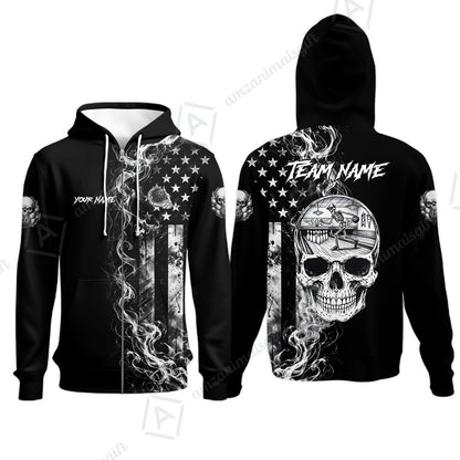 Custom Bowling Jersey Polo Shirt, Gothic Skeleton Skull Strike, Custom Bowling Jersey Team Shirt For Players With Name and Team Name