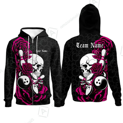 Custom Bowling Jersey Polo Shirt, Deadly Rose, Personalized Name And Team Name