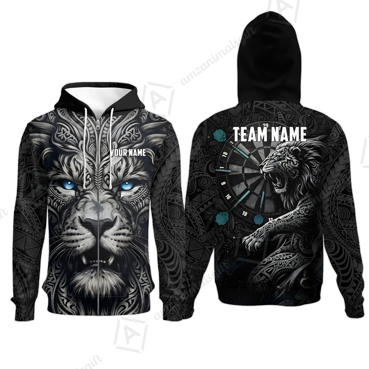 Custom Darts Team Jersey, Personalized Lion Darts Tribal Polo Shirt For Players With Name & Team Name