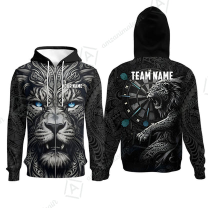 Custom Darts Team Jersey, Personalized Lion Darts Tribal Polo Shirt For Players With Name & Team Name
