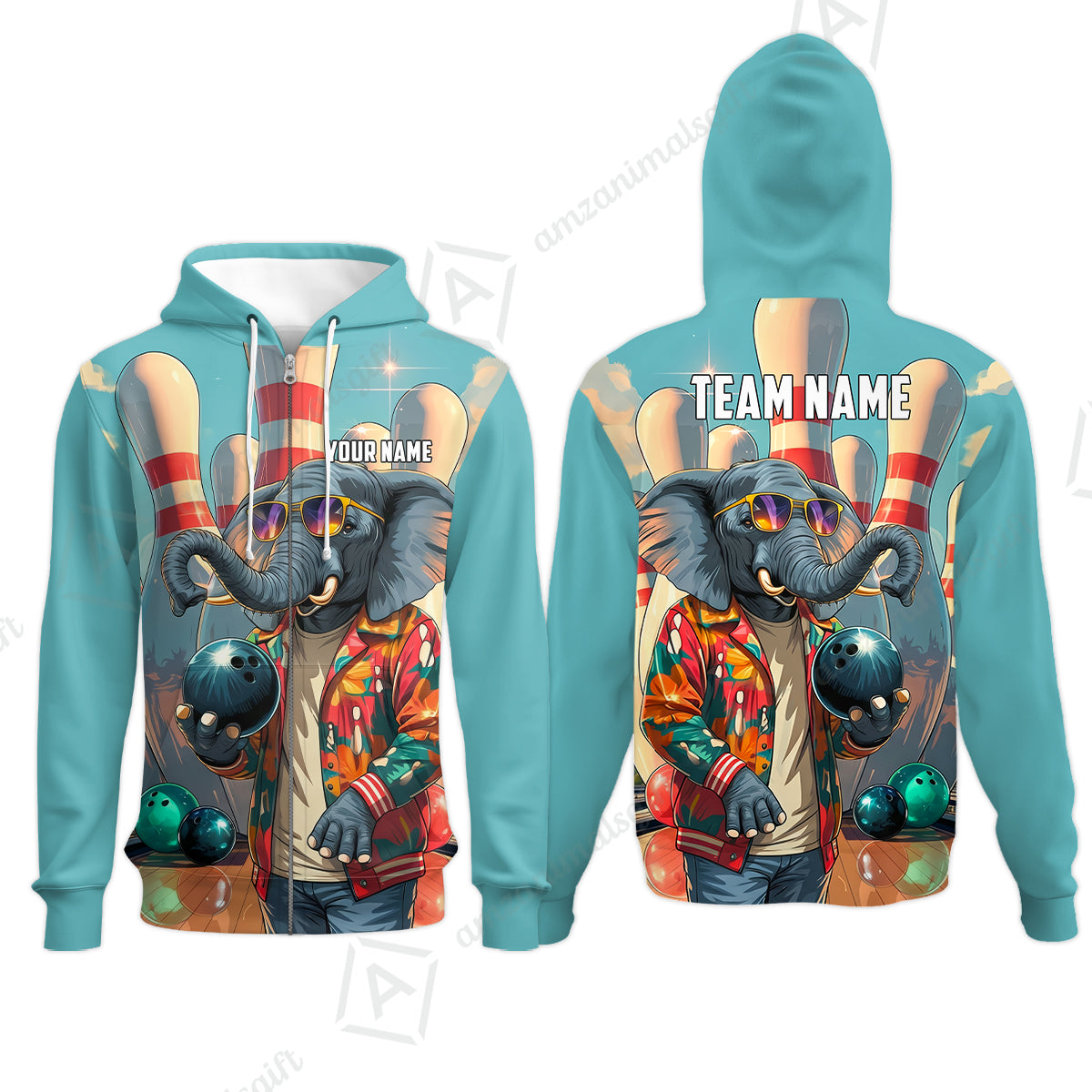 Custom Bowling Jersey Polo Shirt, Cool Elephant Bowling, Custom Bowling Jersey Team Shirt For Players With Name and Team Name