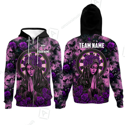 Custom Darts Jersey Polo Shirt, Gothic Madonna And Blue Rose, Custom Dart Jersey Team Shirt For Players With Name & Team Name