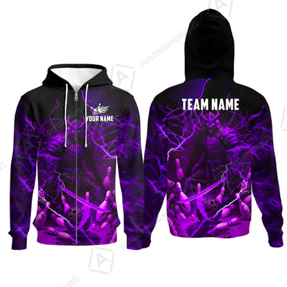 Custom Bowling Jersey Polo Shirt, Fiery Samurai Strike, Custom Bowling Jersey Team Shirt For Players With Name & Team Name