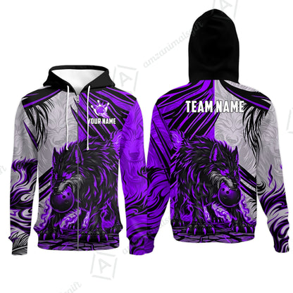 Custom Bowling Jersey Polo Shirt, Lone Wolf Strike & Emerald Frost, Custom Bowling Jersey Team Shirt For Players With Name & Team Name