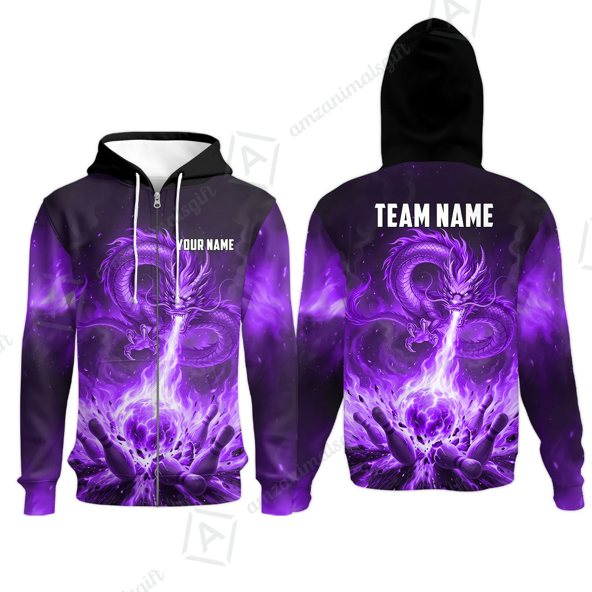 Custom Bowling Jersey Polo Shirt, Asian Dragon's Fire Strike, Custom Bowling Jersey Team Shirt For Players With Name & Team Name