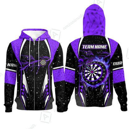 Custom Lightning Glitter Darts Team Unisex Polo Shirts, Customized Name Team Name Darts Team Jerseys Uniform