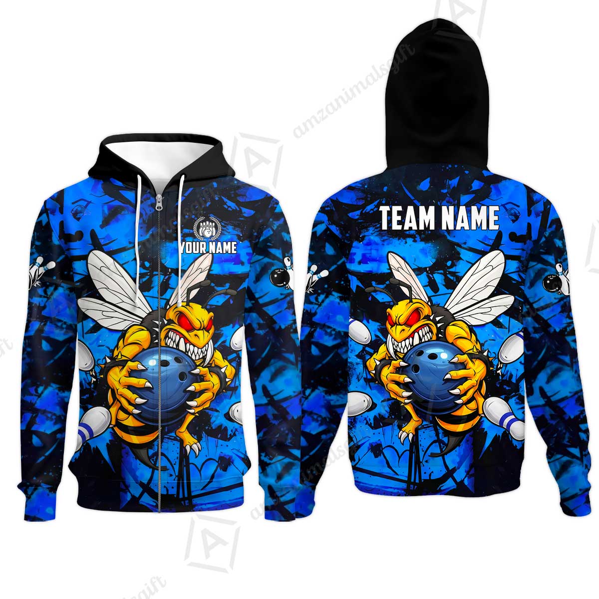 Custom Bowling Jersey Polo Shirt, The Wild Wasp Strike, Custom Bowling Jersey Team Shirt For Players With Name & Team Name
