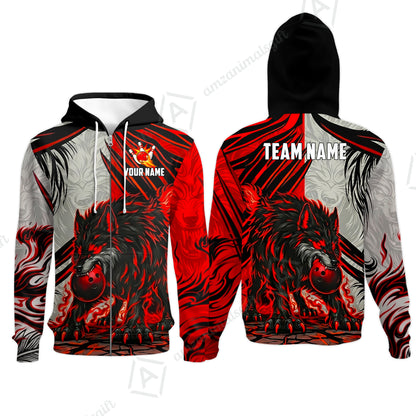 Custom Bowling Jersey Polo Shirt, Lone Wolf Strike & Emerald Frost, Custom Bowling Jersey Team Shirt For Players With Name & Team Name