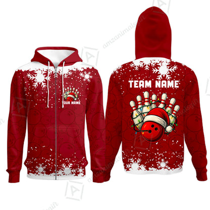 Christmas Bowling snowflake, Custom Xmas Bowling Outfits, Christmas Bowling uniforms - Bowling Polo Personalized Name And Team Name