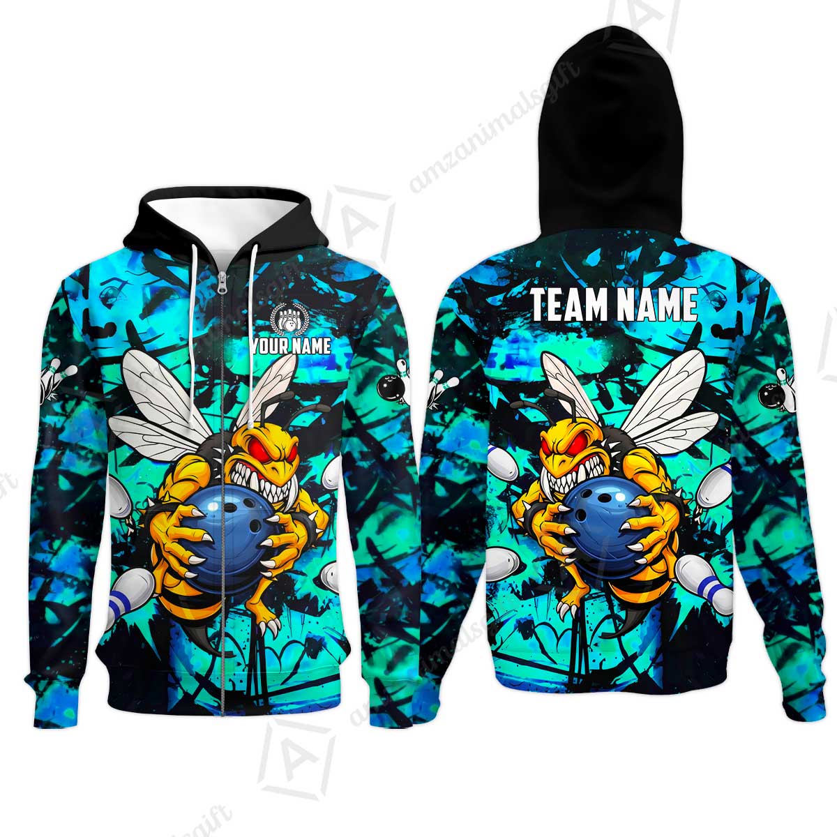 Custom Bowling Jersey Polo Shirt, The Wild Wasp Strike, Custom Bowling Jersey Team Shirt For Players With Name & Team Name