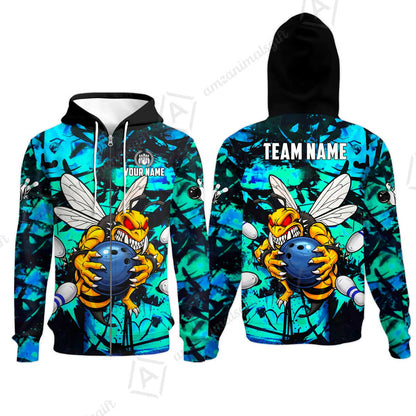 Custom Bowling Jersey Polo Shirt, The Wild Wasp Strike, Custom Bowling Jersey Team Shirt For Players With Name & Team Name