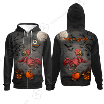 Customized Halloween Zombie Flamingo Bowling Jersey, Custom Name And Team Name For Bowlers