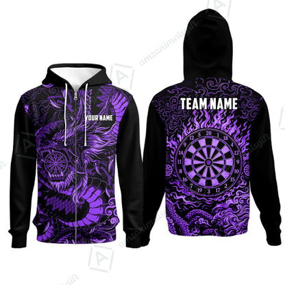 Custom Darts Jersey Polo Shirt, Dragon's Bullseye Darts, Custom Dart Jersey Team Shirt For Players With Name & Team Name
