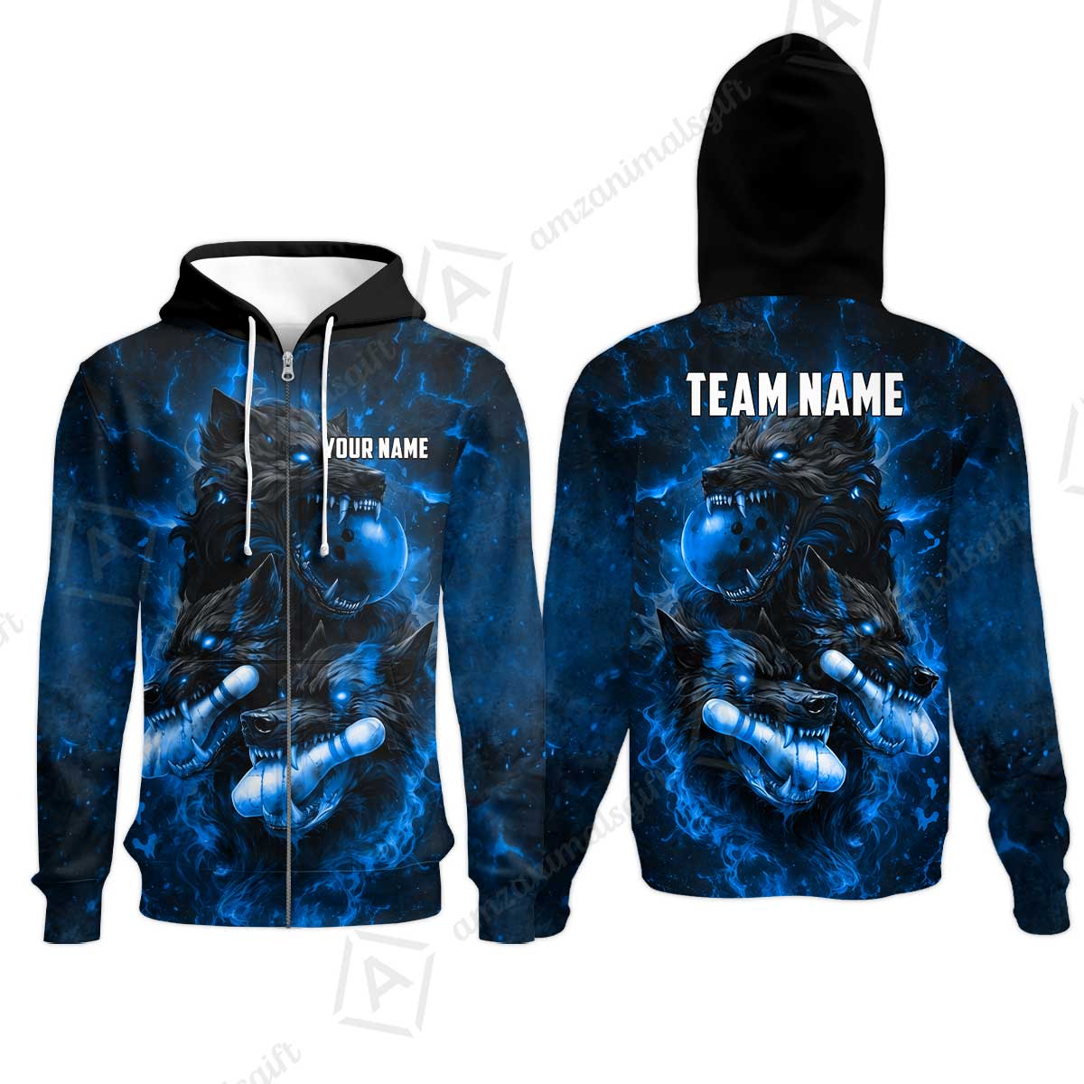 Custom Bowling Jersey Polo Shirt, Dark Fantasy Hellfire Werewolf, Custom Bowling Jersey Team Shirt For Players With Name & Team Name