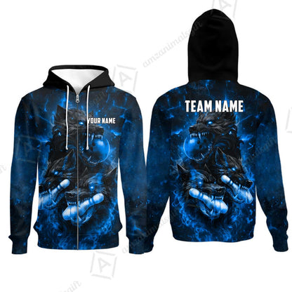 Custom Bowling Jersey Polo Shirt, Dark Fantasy Hellfire Werewolf, Custom Bowling Jersey Team Shirt For Players With Name & Team Name