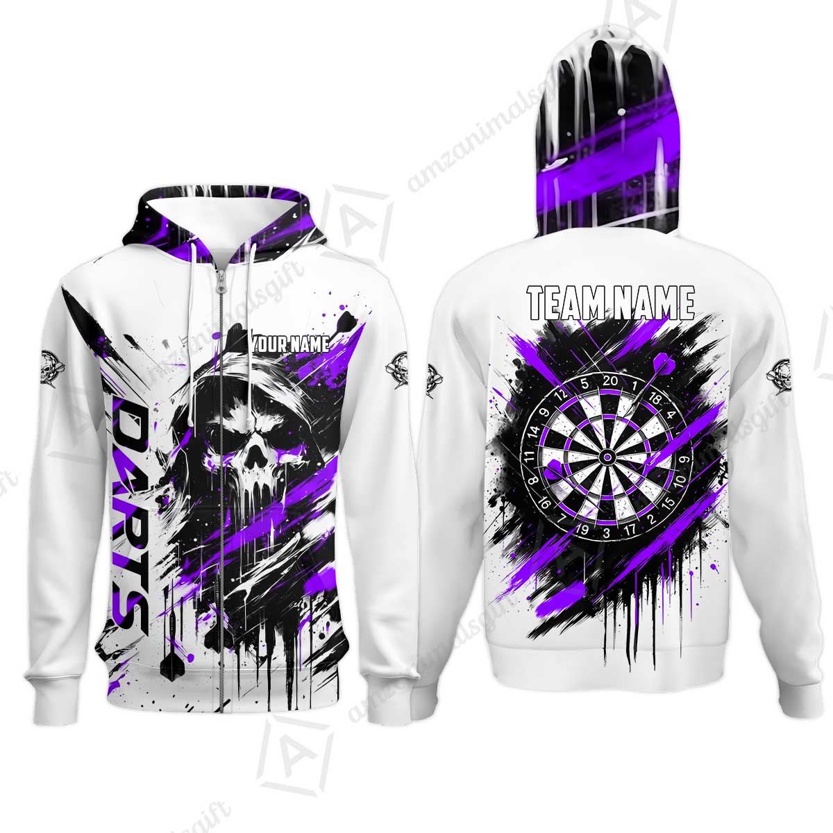 Custom Darts Jersey Polo Shirt, Grim Reaper Sketch Splatter, Custom Dart Jersey Team Shirt For Players With Name & Team Name