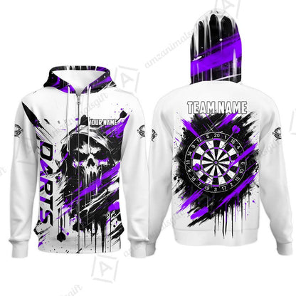 Custom Darts Jersey Polo Shirt, Grim Reaper Sketch Splatter, Custom Dart Jersey Team Shirt For Players With Name & Team Name