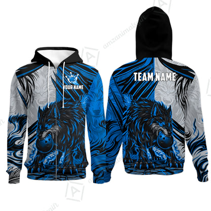 Custom Bowling Jersey Polo Shirt, Lone Wolf Strike & Emerald Frost, Custom Bowling Jersey Team Shirt For Players With Name & Team Name
