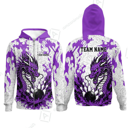 Custom Bowling Jersey Polo Shirt, Fierce Crimson Fire Dragon Strike, Custom Bowling Jersey Team Shirt For Players With Name and Team Name