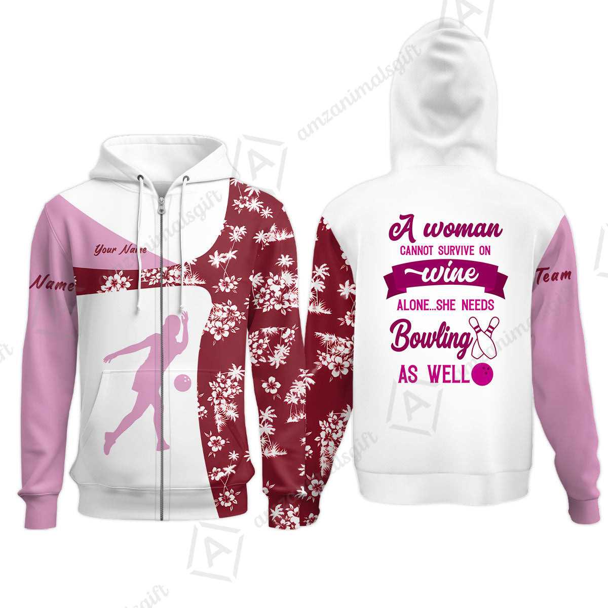 Custom Bowling Jersey Polo Shirt, A Women Cannot Survive On Wine Alone She Needs Bowling As Well, Personalize Name and Team Name