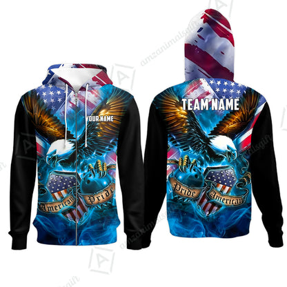 Custom Bowling Jersey Polo Shirt, American Pride Eagle, Personalized Name & Team Name
