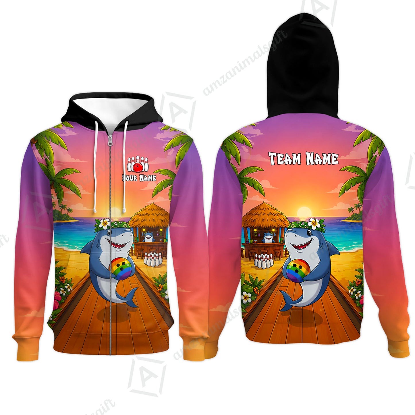 Custom Bowling Jersey Polo Shirt, Shark Strike, Custom Bowling Jersey Team Shirt For Players With Name and Team Name