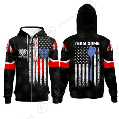 Customized American Flag Darts Polo Shirt, Darts Red White Blue Team Jersey Polo Shirt, Perfect Outfit for Darts Players
