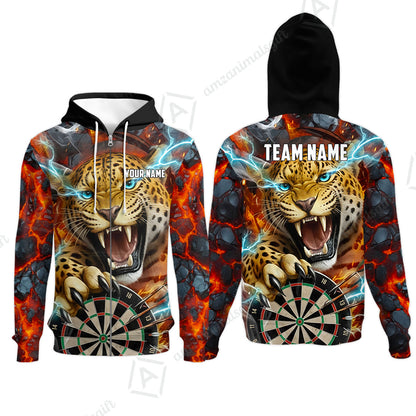 Custom Darts Team Jersey, Personalized Leopard Darts Polo Shirt For Players With Name & Team Name