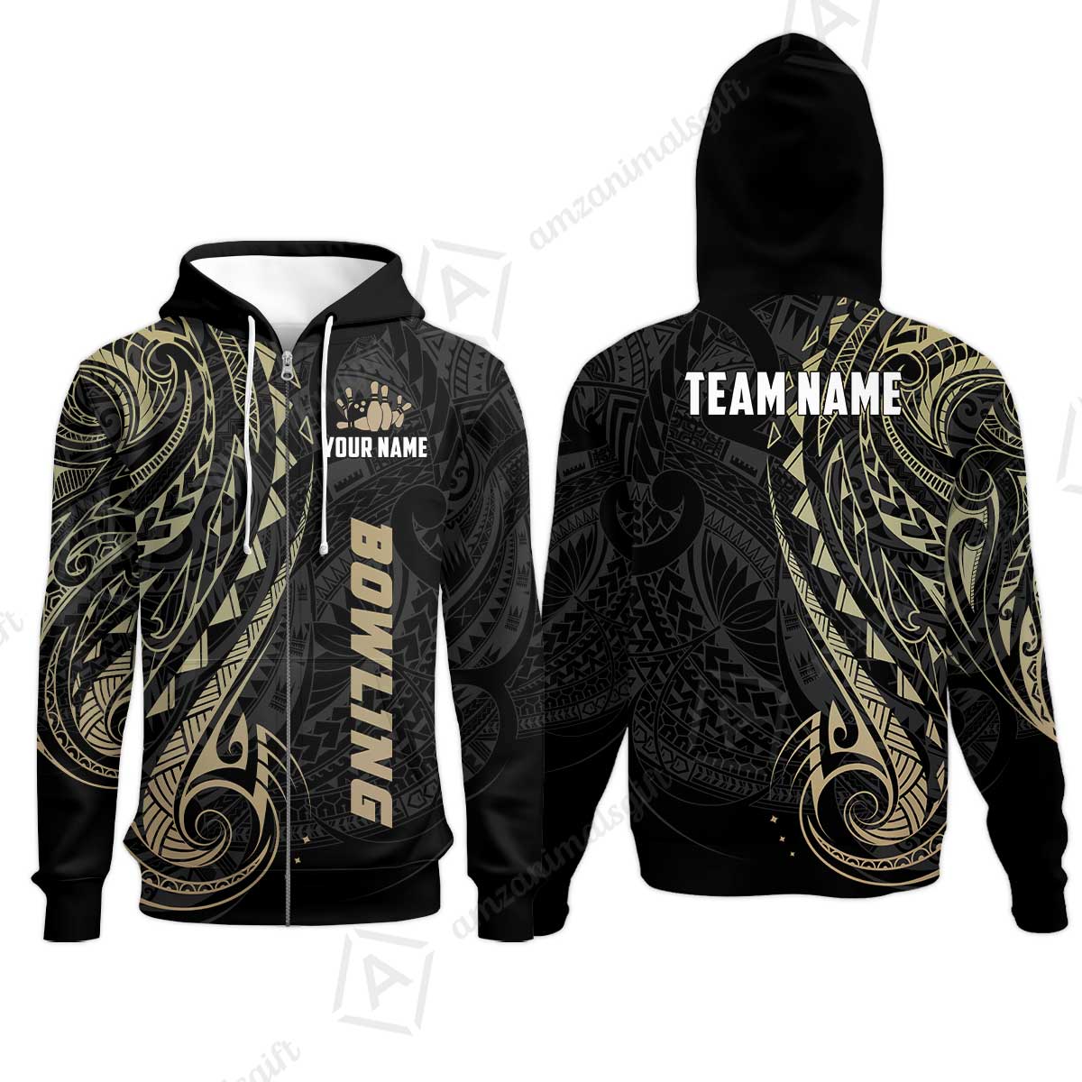 Custom Bowling Jersey Polo Shirt, Polynesian Maori Tribal Tattoo Bowling, Custom Bowling Jersey Team Shirt For Players With Name and Team Name