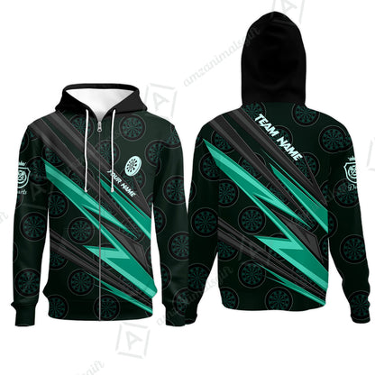 Custom Turquoise Dartboard Pattern Darts Men Polo Shirt Team,  Custom Darts Team Jerseys Uniform, Personalized Name And Team Name Shirts