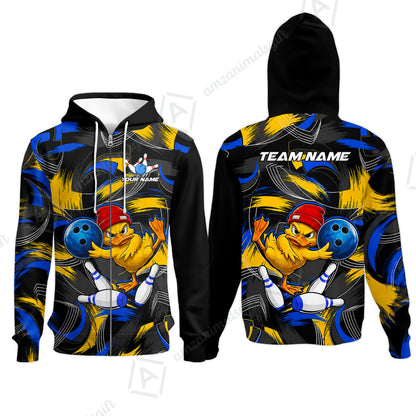 Custom Bowling Jersey Polo Shirt, Angry Grunge Splash Duckling, Custom Bowling Jersey Team Shirt For Players With Name and Team Name