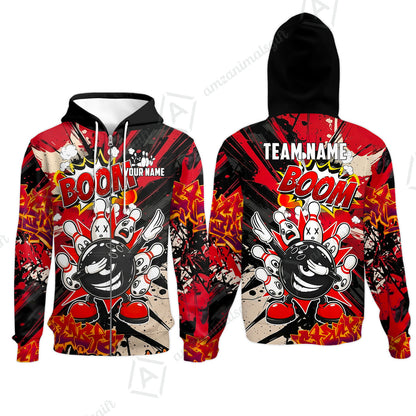 Custom Bowling Jersey Polo Shirt, Dabbing Cartoon Monster, Custom Bowling Jersey Team Shirt For Players With Name & Team Name