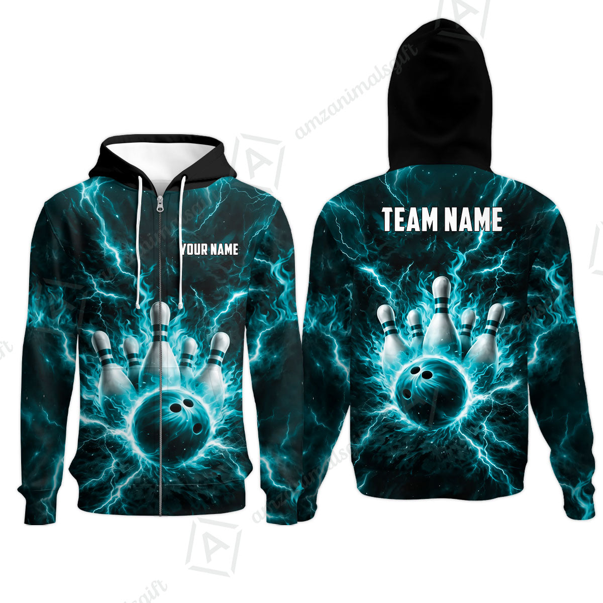 Custom Bowling Jersey Polo Shirt, Electric Lightning Storm Bowling, Custom Bowling Jersey Team Shirt For Players With Name and Team Name