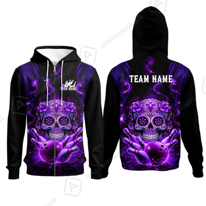Customized Darts Team Jersey, Sugar Skull Bowler, Personalized Polo Shirt For Players With Name & Team Name