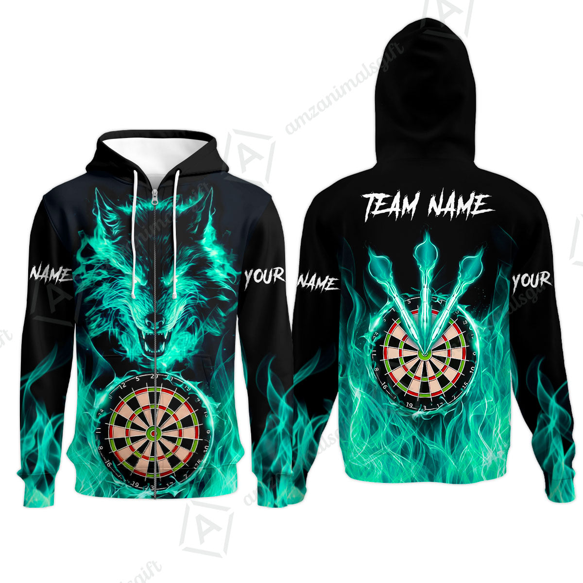 Custom Darts Jersey Polo Shirt, Dartboard Fierce Wolf Design, Uniform Dart - Personalized Name And Team Name