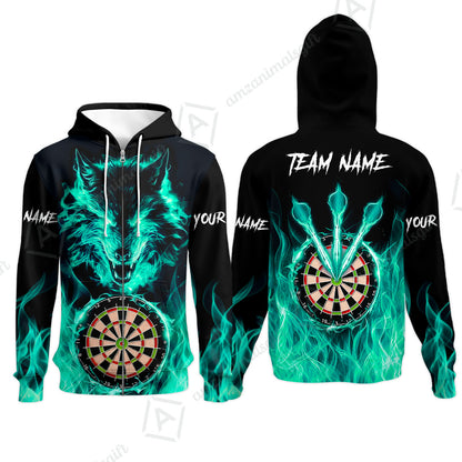 Custom Darts Jersey Polo Shirt, Dartboard Fierce Wolf Design, Uniform Dart - Personalized Name And Team Name
