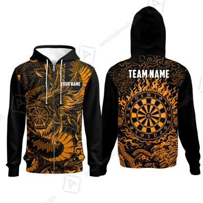 Custom Darts Jersey Polo Shirt, Dragon's Bullseye Darts, Custom Dart Jersey Team Shirt For Players With Name & Team Name