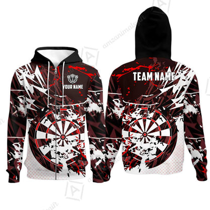Customized Abstract Crimson Geometric Shard Darts Jersey, Personalized Name And Team Name For Dart Players
