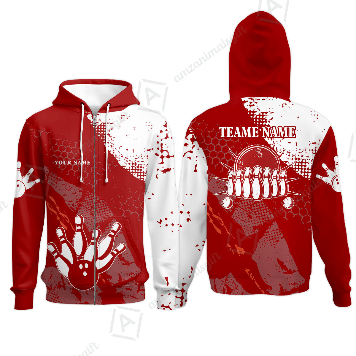 Custom Red and White Retro Bowling Team League Jersey Polo Shirts, Bowling Team Uniforms Jerseys, Personalized Name And Team Name