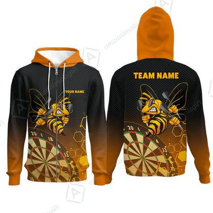 Personalized Darts Men Polo Shirt, Darts And Bee Customized Polo Shirt, Perfect Outfits For Darts Players, Darts Team