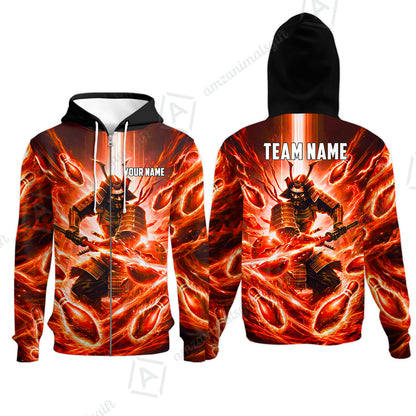 Custom Bowling Jersey Polo Shirt, Japanese Samurai Warrior Bowling, Custom Bowling Jersey Team Shirt For Players With Name & Team Name