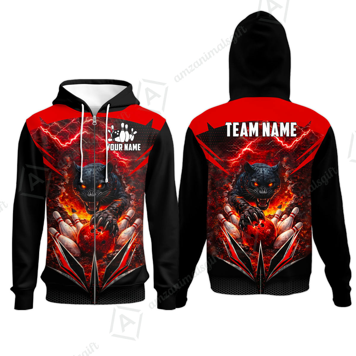 Custom Bowling Jersey Polo Shirt, Electric Panther Bowling, Personalized Name & Team Name