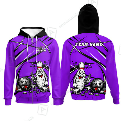 Custom Bowling Jersey Polo Shirt, Drunk Bowling Pin And Ball, Custom Bowling Jersey Team Shirt For Players With Name & Team Name